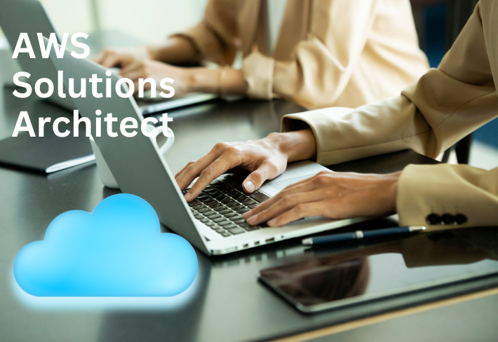 Cloud architecture design and deployment workflow on AWS platform representing solutions architect training program